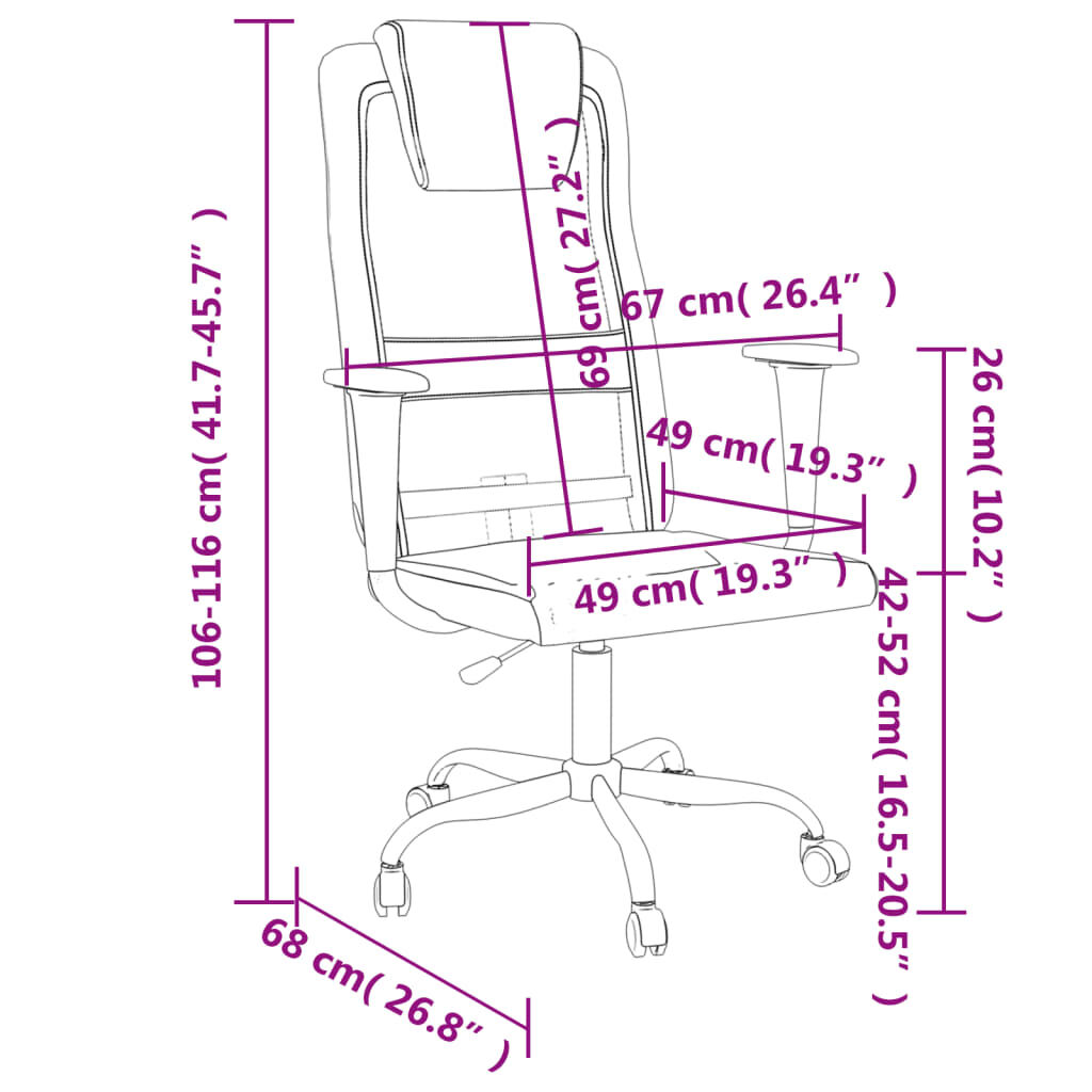 vidaXL Office Chair Grey Mesh Fabric and Faux Leather