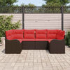 vidaXL Sofa Set with Cushion 6 pcs Brown Poly Rattan