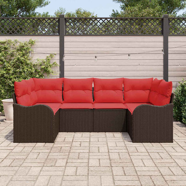 vidaXL Sofa Set with Cushion 6 pcs Brown Poly Rattan