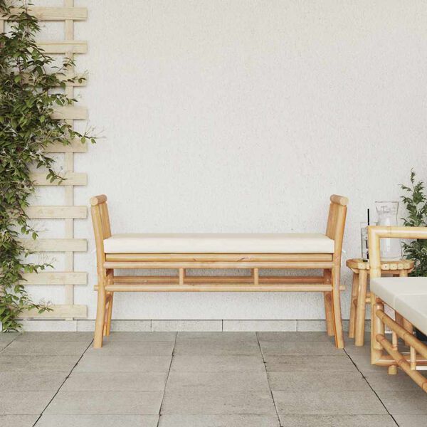 vidaXL Garden Bench with Cushion Brown 110 x 38 x 65cm Bamboo