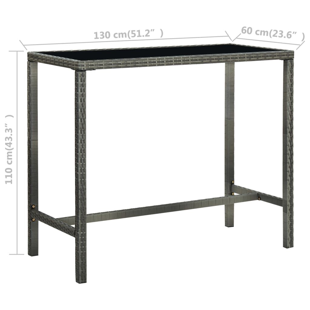 vidaXL 7 Piece Garden Bar Set with Cushions Poly Rattan Grey