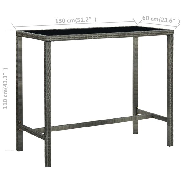 vidaXL 7 Piece Garden Bar Set with Cushions Poly Rattan Grey