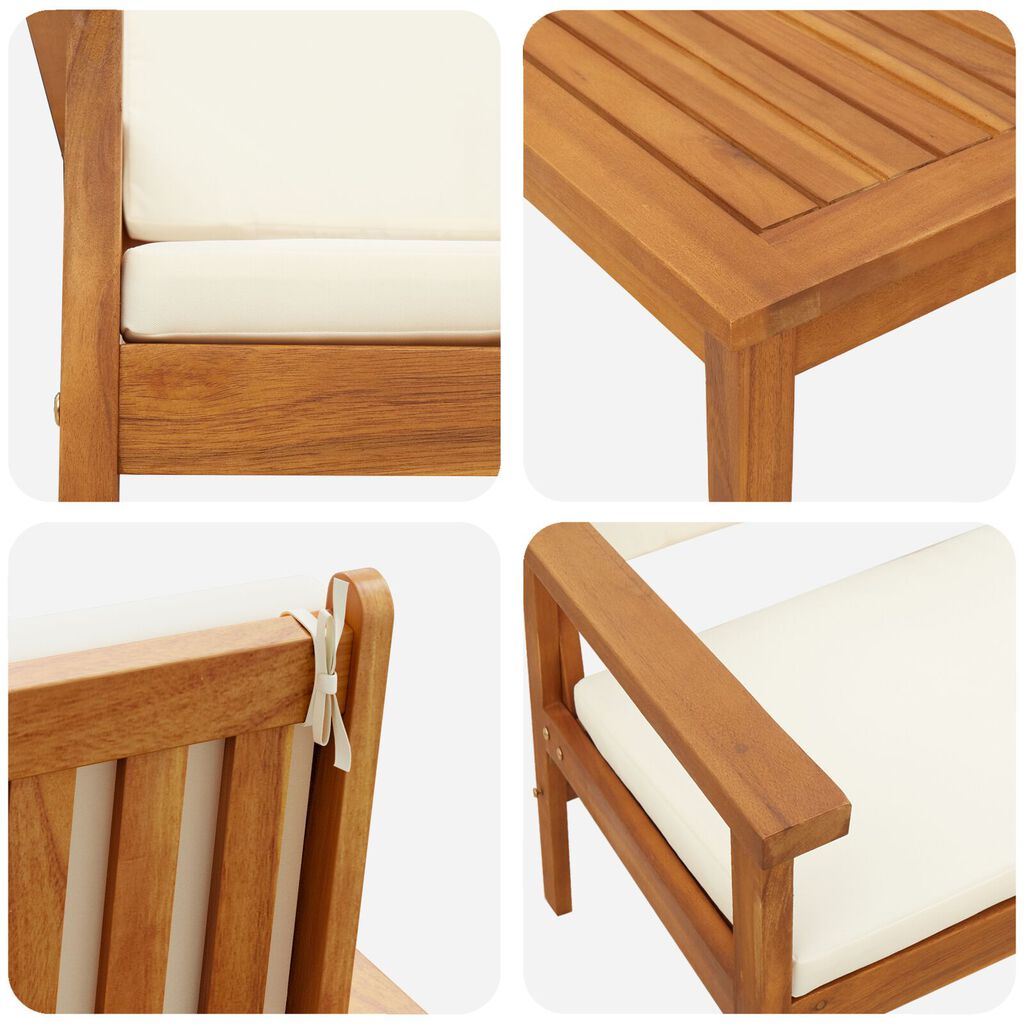 vidaXL 4 Piece Garden Sofa Set with Cushions Solid Wood Acacia