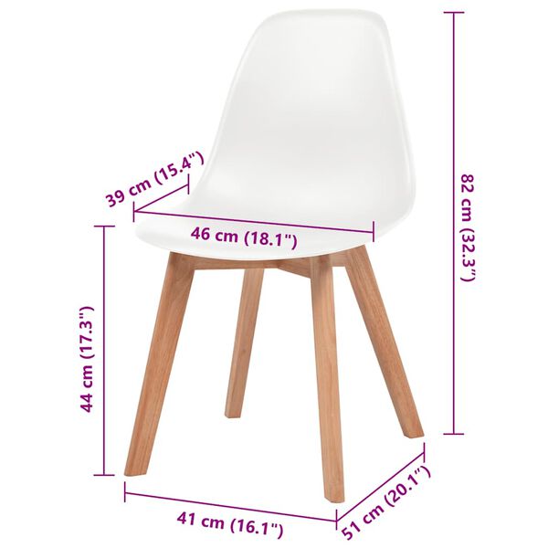 vidaXL Dining Chairs 6 pcs White Plastic