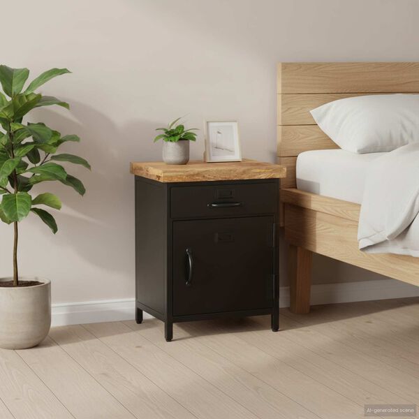 vidaXL Bedside Cabinet 40x30x52 cm Rough Mango Wood
