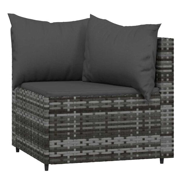 vidaXL 3 Piece Garden Lounge Set with Cushions Grey Poly Rattan