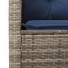 vidaXL 3 Piece Bistro Set with Cushions Grey Poly Rattan Acacia Wood