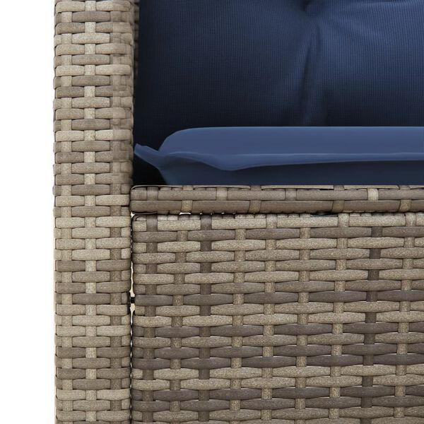 vidaXL 3 Piece Bistro Set with Cushions Grey Poly Rattan Acacia Wood
