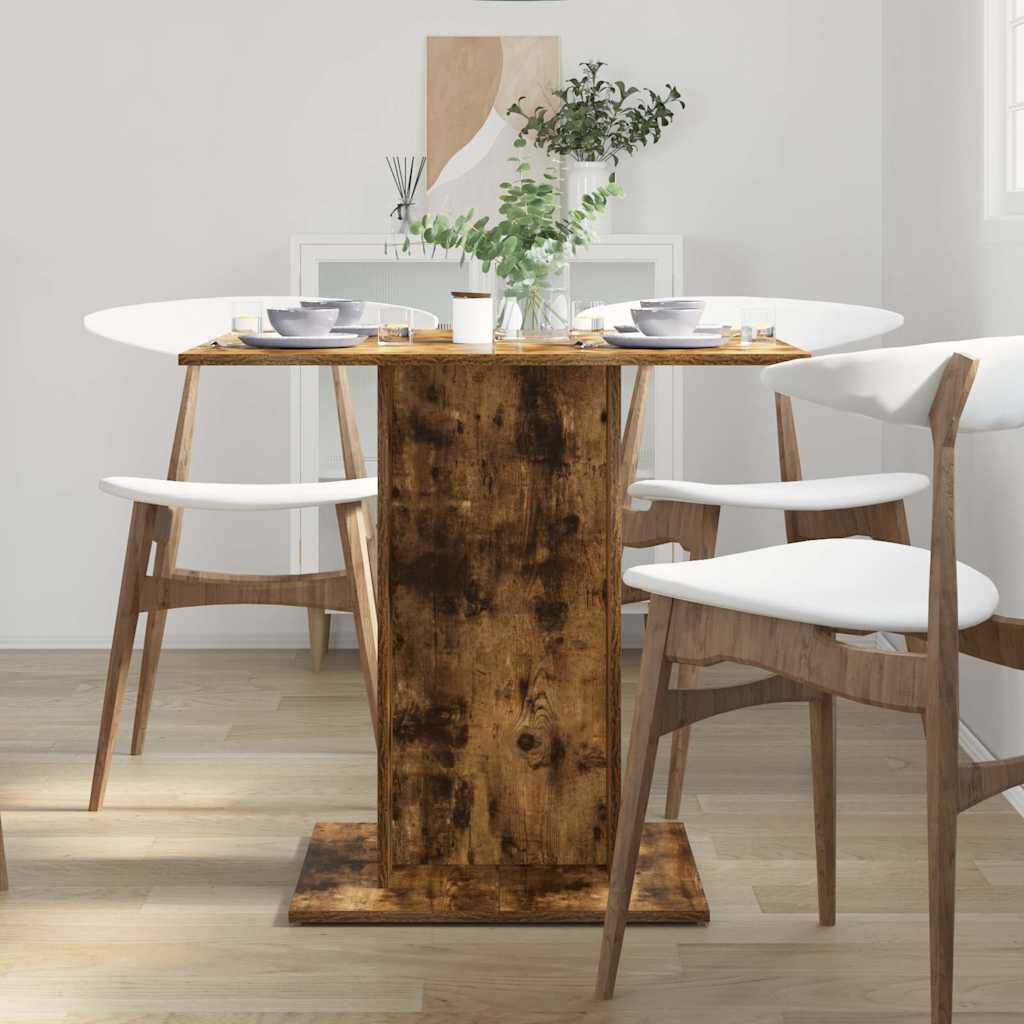 vidaXL Dining Table Smoked Oak 80x80x75 cm Engineered Wood