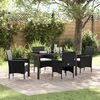 vidaXL Garden Dining Set with Cushion 5 pcs Black Poly Rattan