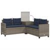 vidaXL Garden Sofa with Table and Cushions L-Shaped Grey Poly Rattan