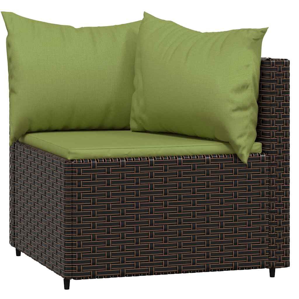 vidaXL Garden Corner Sofas with Cushions 2 pcs Brown Poly Rattan
