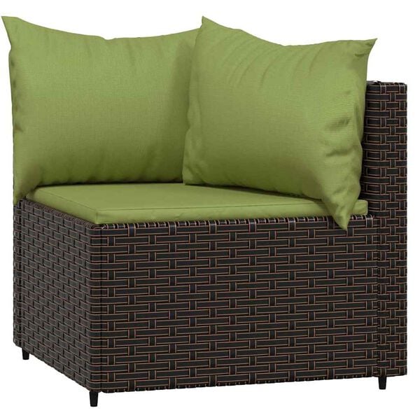 vidaXL Garden Corner Sofas with Cushions 2 pcs Brown Poly Rattan