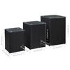 vidaXL Side Tables 3 pcs with Glass Top Black Poly Rattan