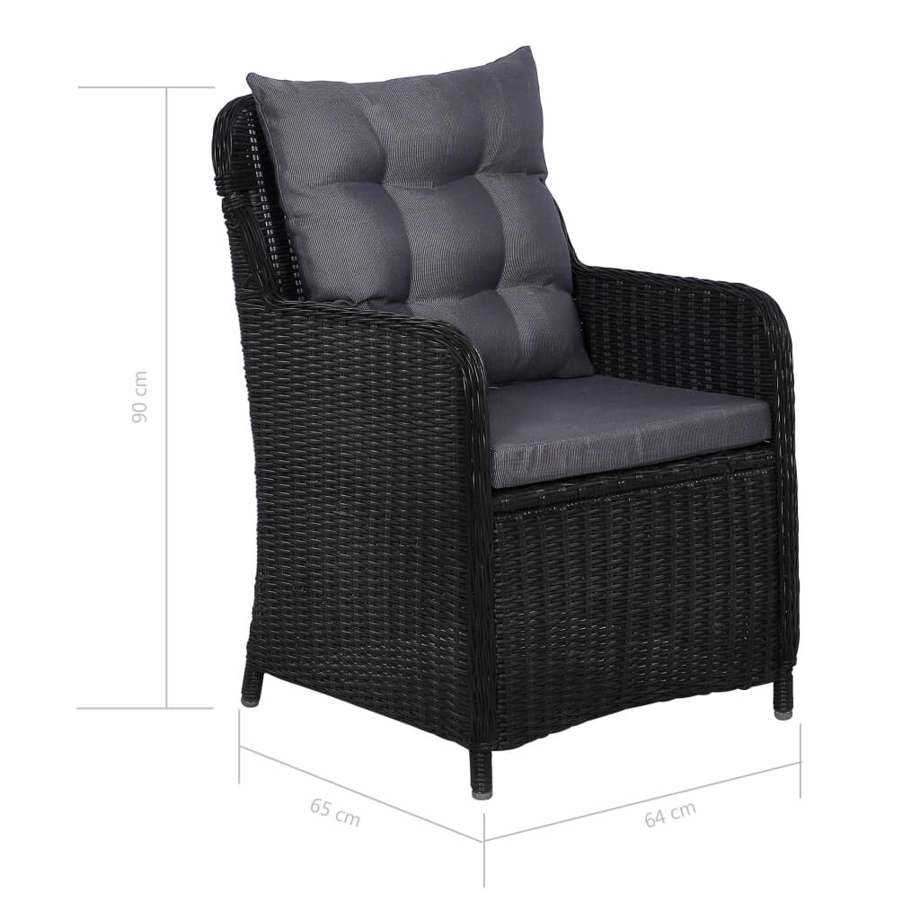 vidaXL 9 Piece Outdoor Dining Set Poly Rattan Black