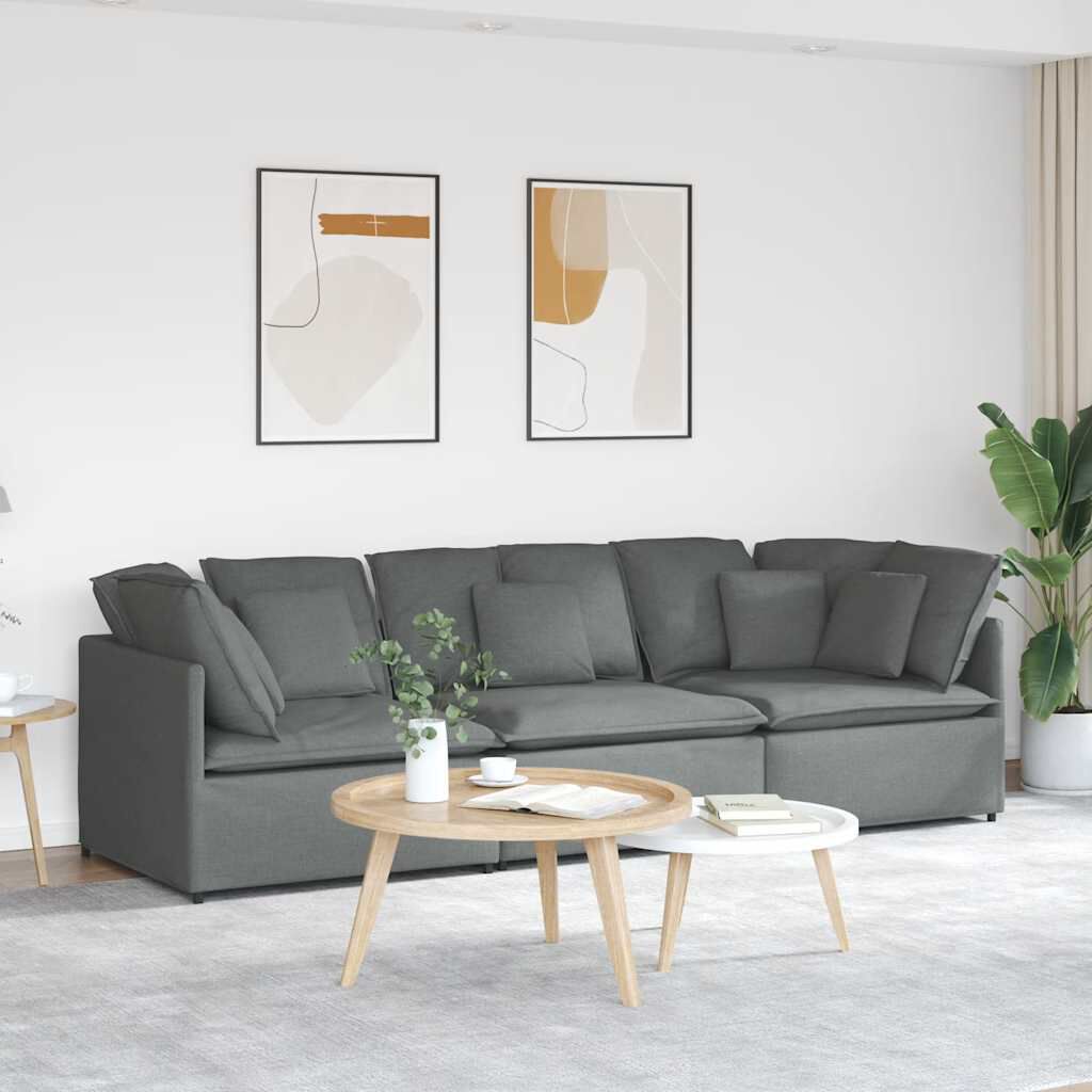 vidaXL Modular Sofa with Cushions Fabric Dark Grey