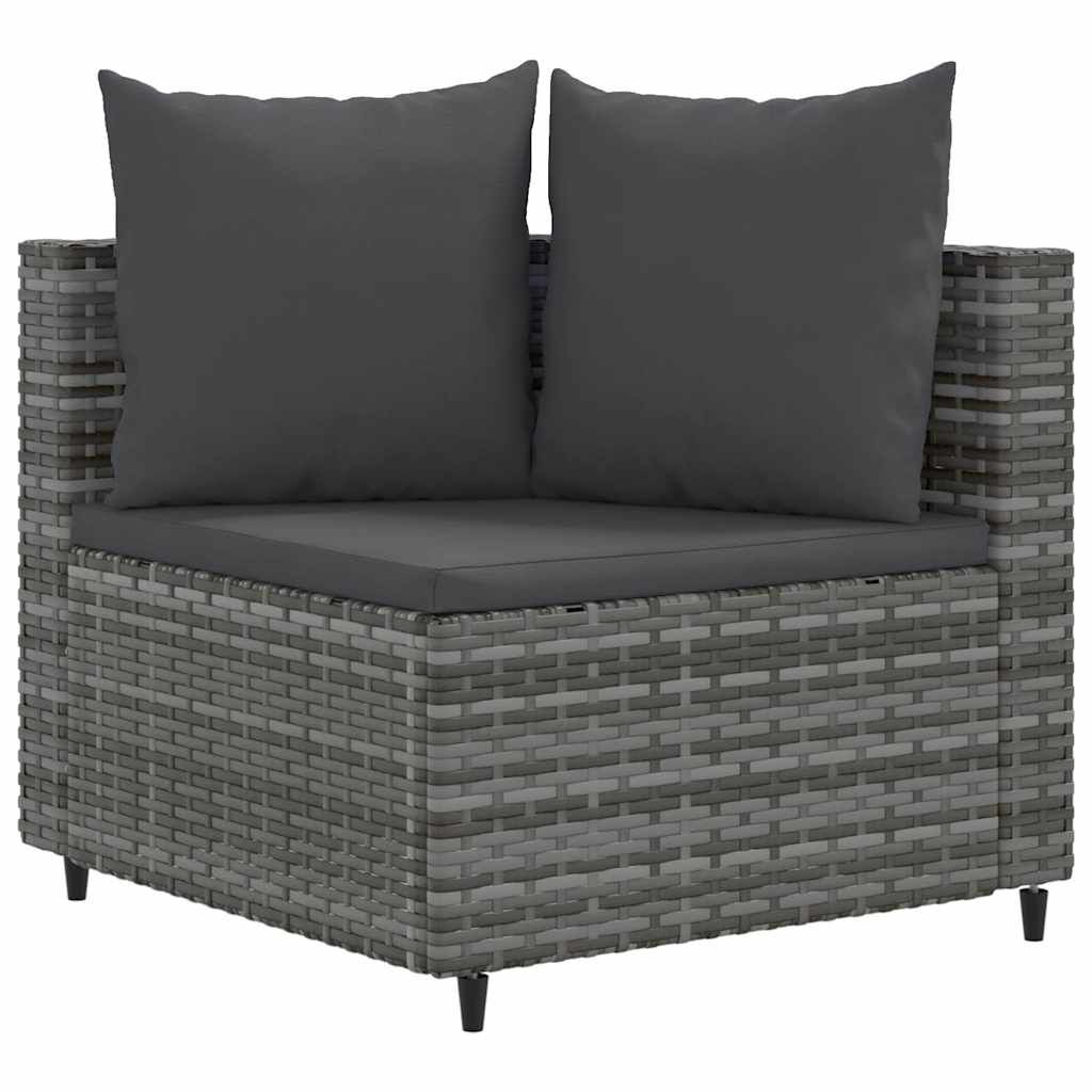 vidaXL 5 Piece Garden Sofa Set with Cushions Grey Poly Rattan