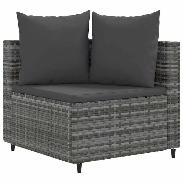 vidaXL 5 Piece Garden Sofa Set with Cushions Grey Poly Rattan