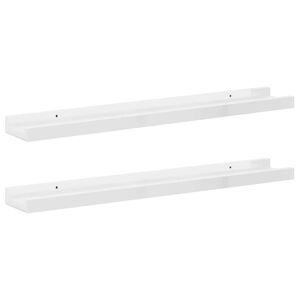 vidaXL Wall Shelves 2 pcs High Gloss White 60x9x3 cm