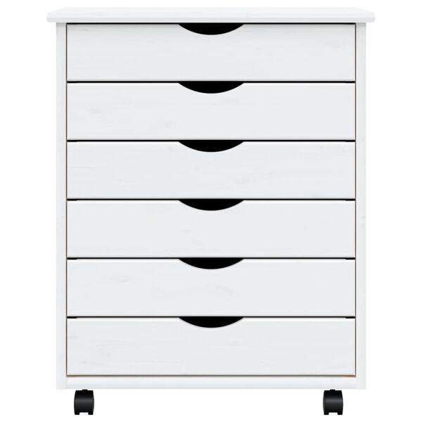 vidaXL Rolling Cabinet with Drawers MOSS White Solid Wood Pine