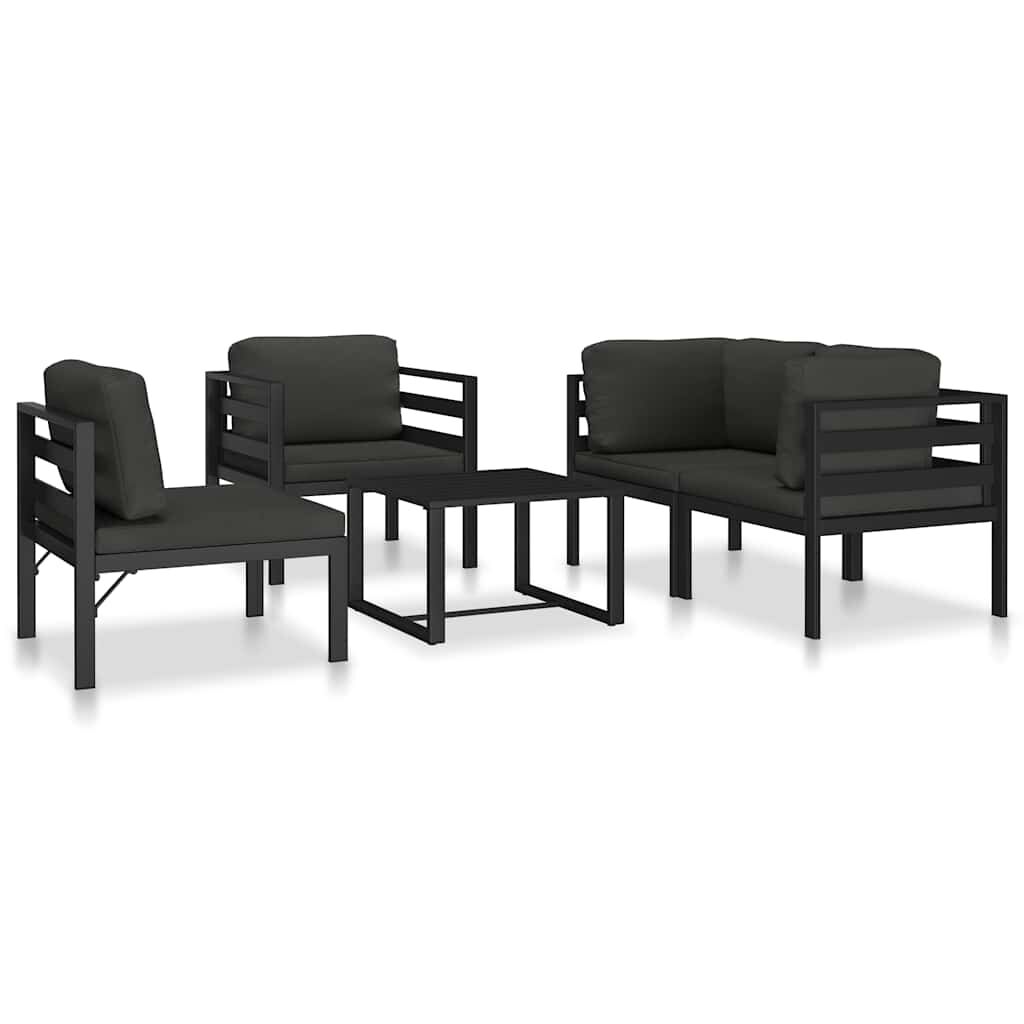 vidaXL Sectional Corner Sofa 1 pc with Cushions Aluminium Anthracite
