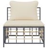 vidaXL Garden Middle Sofa with Beige Cushions Poly Rattan