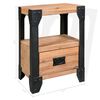 vidaXL Bed Frame with 2 Nightstands Solid Acacia Wood Steel 193x203 cm