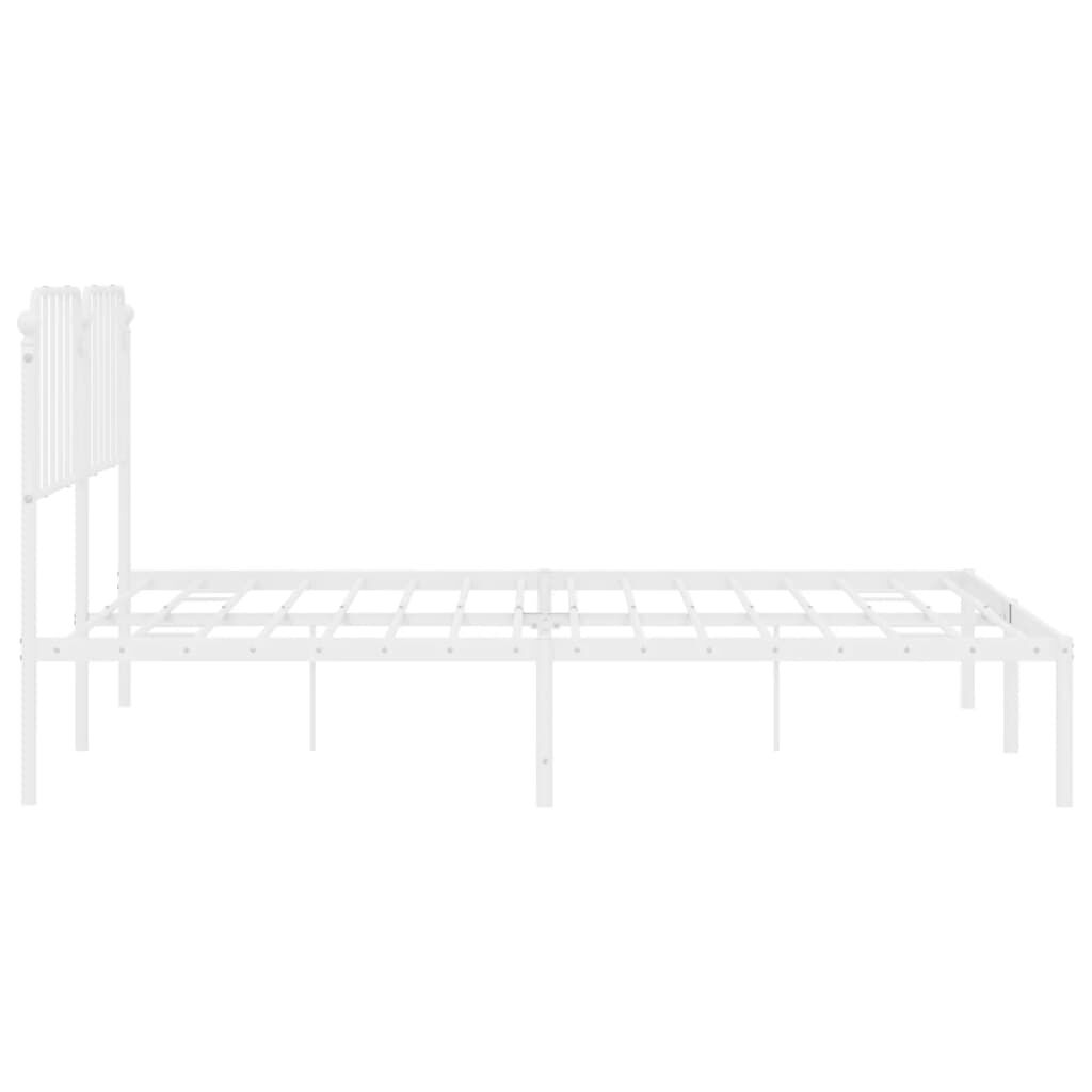 vidaXL Metal Bed Frame without Mattress with Headboard White 183x213cm