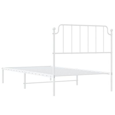 vidaXL Metal Bed Frame with Headboard White 100x200 cm