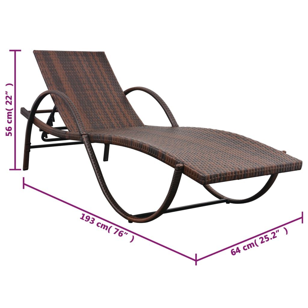 vidaXL Sun Lounger with Cushion Poly Rattan Brown