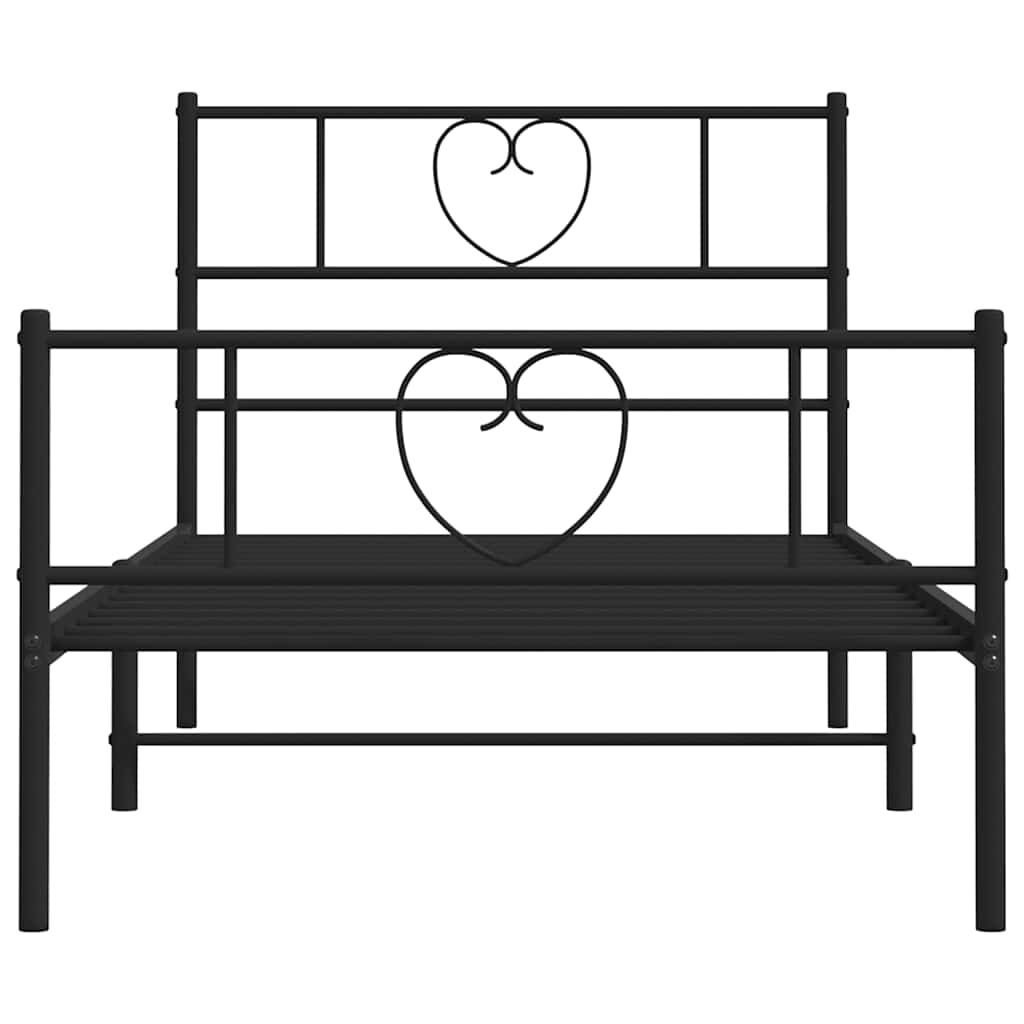 vidaXL Metal Bed Frame without Mattress with Footboard Black 100x190cm