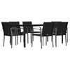 vidaXL 7 Piece Garden Dining Set with Cushions Poly Rattan and Steel
