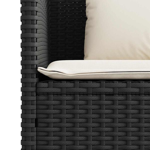 vidaXL Garden Bench with Cushions Black Poly Rattan
