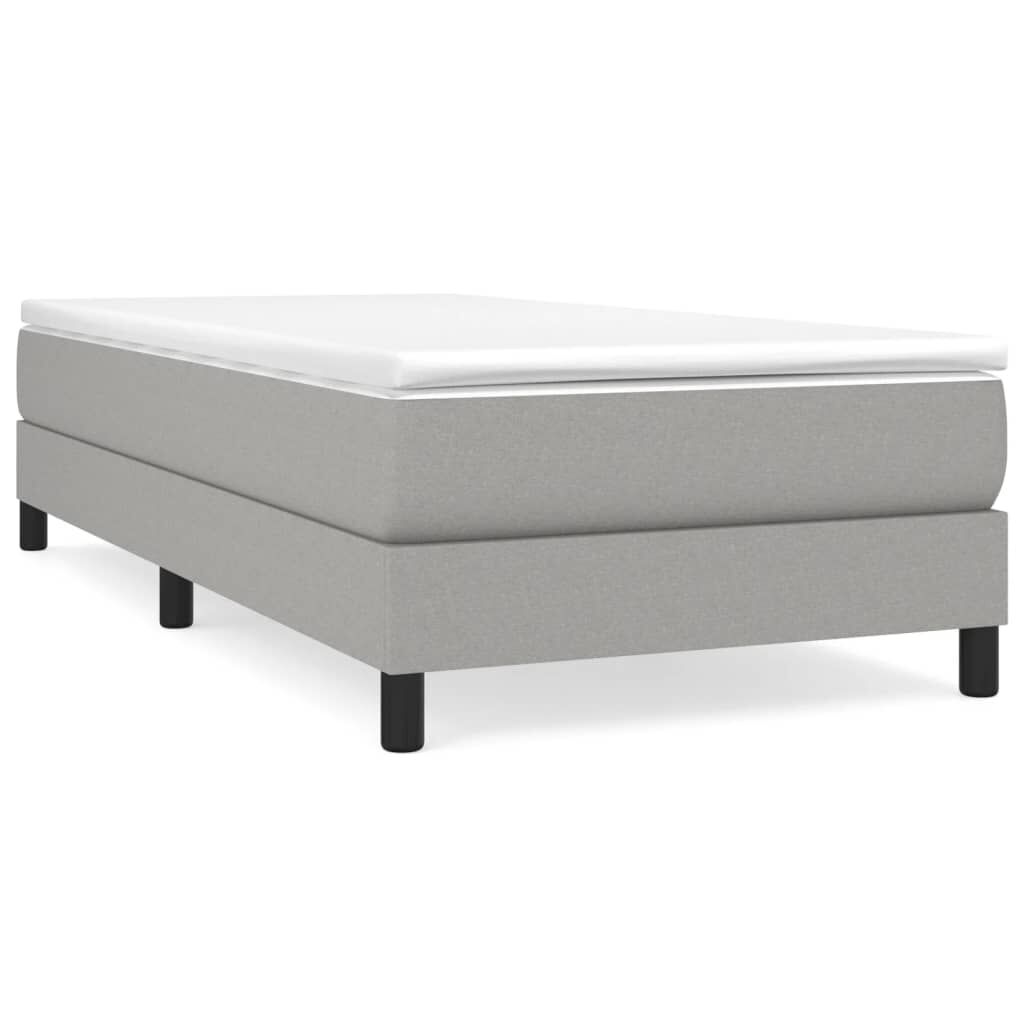 vidaXL Box Spring Bed with Mattress Light Grey 100x203 cm Twin XL Fabric