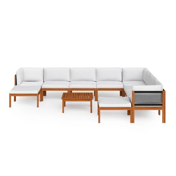 vidaXL 11 Piece Garden Lounge Set with Cushions Cream Solid Acacia Wood