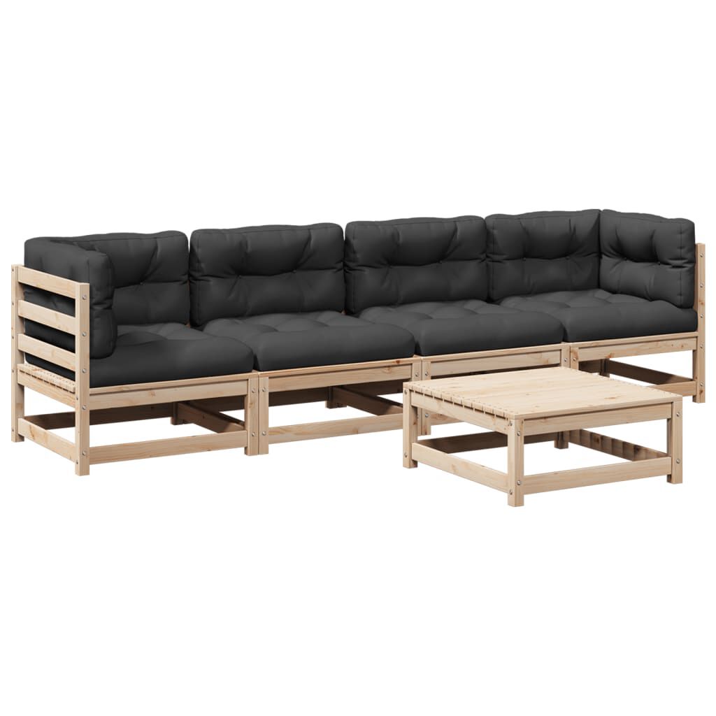 vidaXL 5 Piece Garden Sofa Set with Cushions Solid Wood Pine