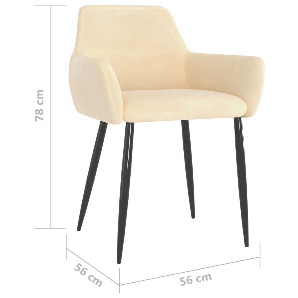 vidaXL Dining Chairs 2 pcs Cream Velvet