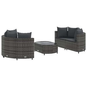vidaXL 5 Piece Garden Sofa Set with Cushions Grey Poly Rattan