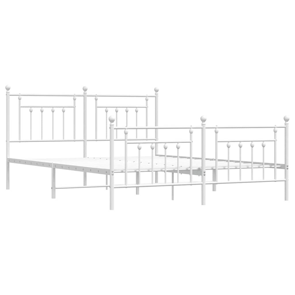 vidaXL Metal Bed Frame without Mattress with Footboard White 183x213cm