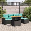vidaXL 6 Piece Garden Sofa Set with Cushions Black Poly Rattan
