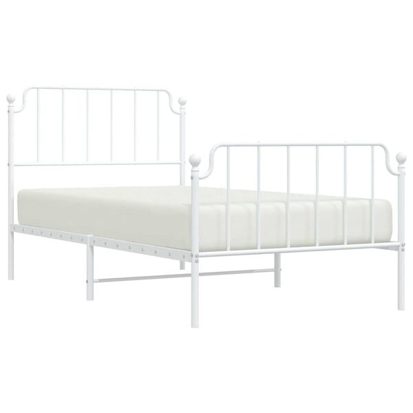 vidaXL Metal Bed Frame without Mattress with Footboard&nbsp;White 100x190cm