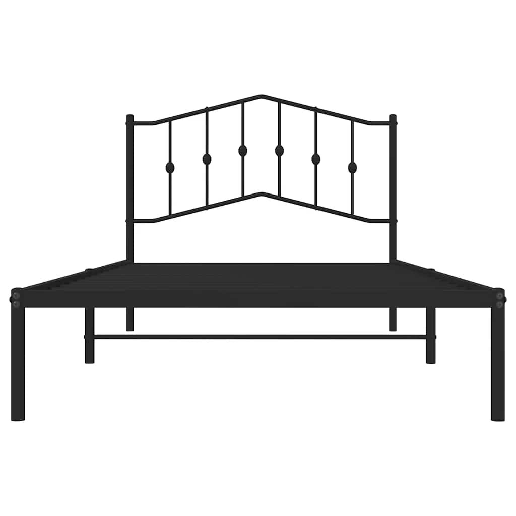vidaXL Metal Bed Frame without Mattress with Headboard Black 100x200cm