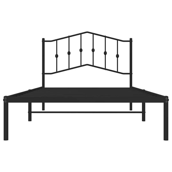 vidaXL Metal Bed Frame without Mattress with Headboard Black 100x200cm