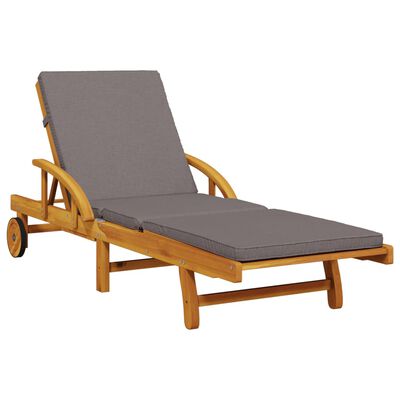 vidaXL Sun Lounger with Cushion and Table Solid Wood Acacia