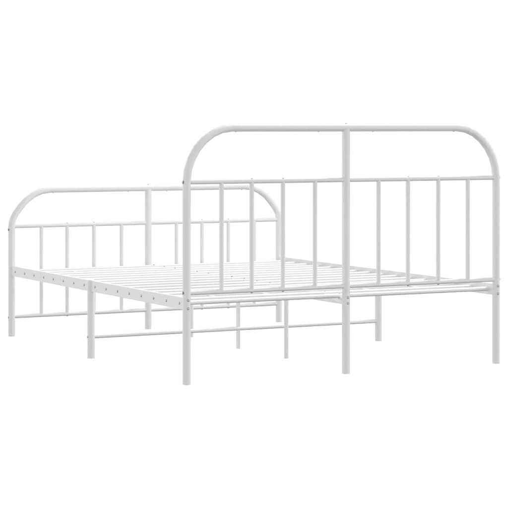 vidaXL Metal Bed Frame without Mattress with Footboard White 183x213cm