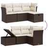 vidaXL 4 Piece Garden Sofa Set with Cushions Brown Poly Rattan