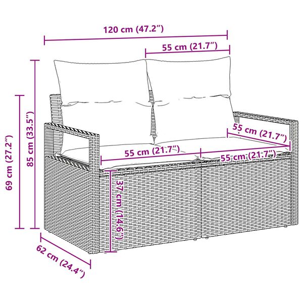 vidaXL 4 Piece Garden Sofa Set with Cushions Black Poly Rattan