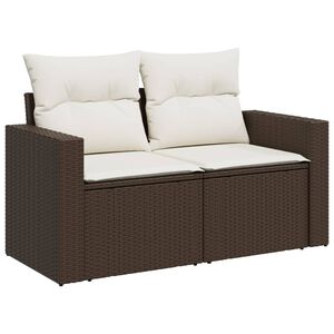 vidaXL Garden Sofa with Cushions 2-Seater Brown Poly Rattan