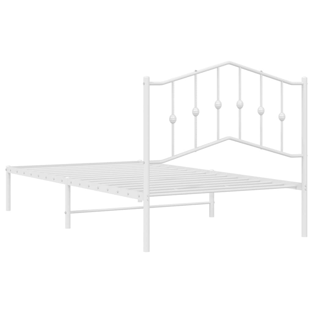 vidaXL Metal Bed Frame without Mattress with Headboard White 100x190cm