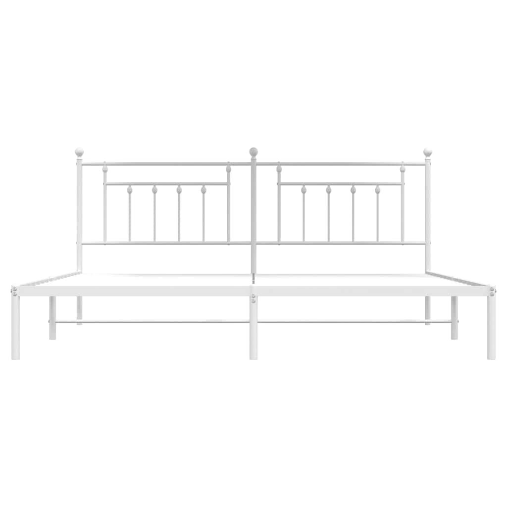 vidaXL Metal Bed Frame without Mattress with Headboard White 193x203cm